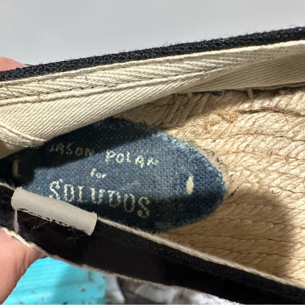 Soludos Jason Polan Gold Embroidered Wink Espadrille Black Size 8 - Picture 14 of 14